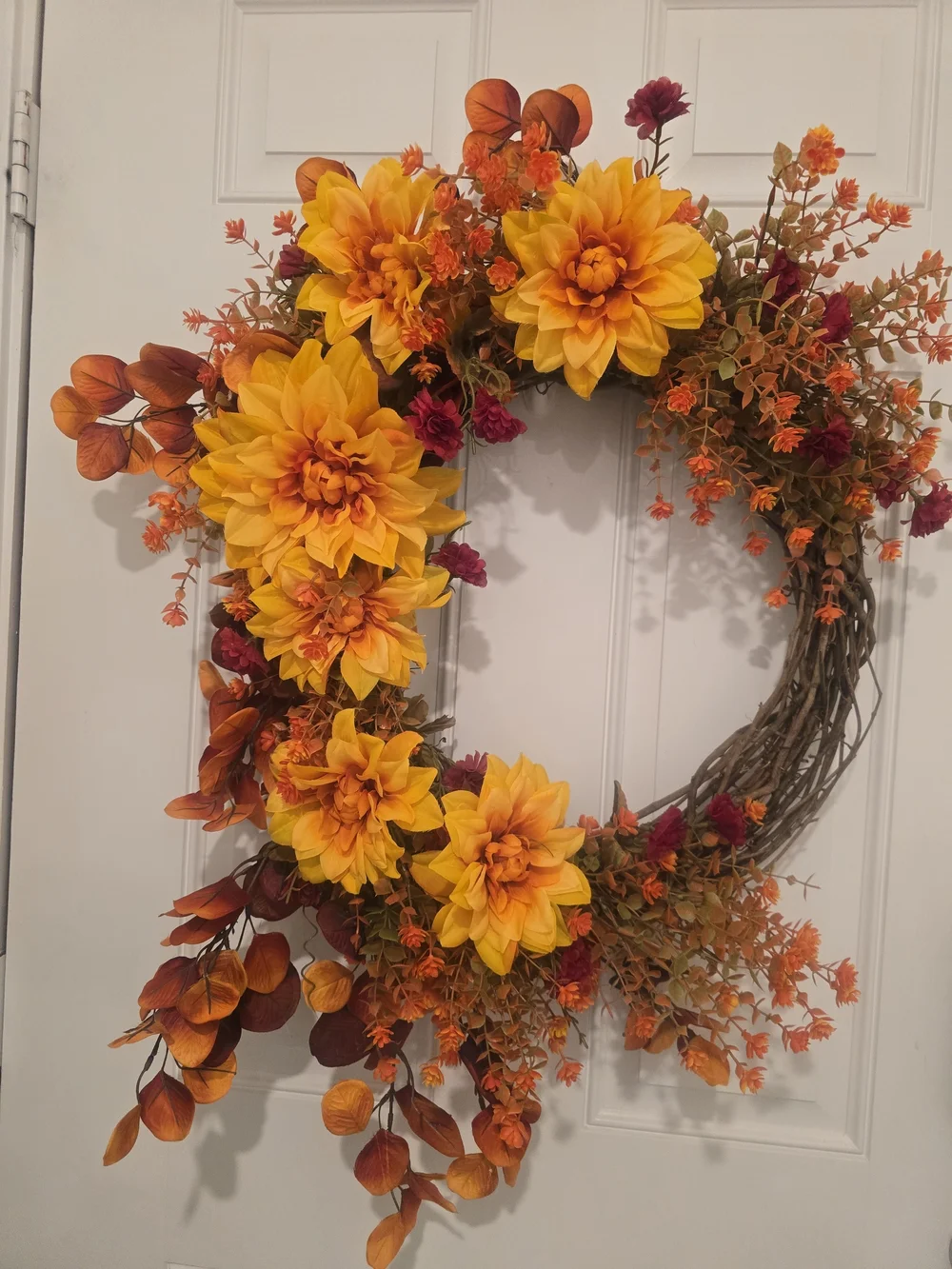 Autumn Sunburst Artificial Floral Wreath - Yellow & Orange